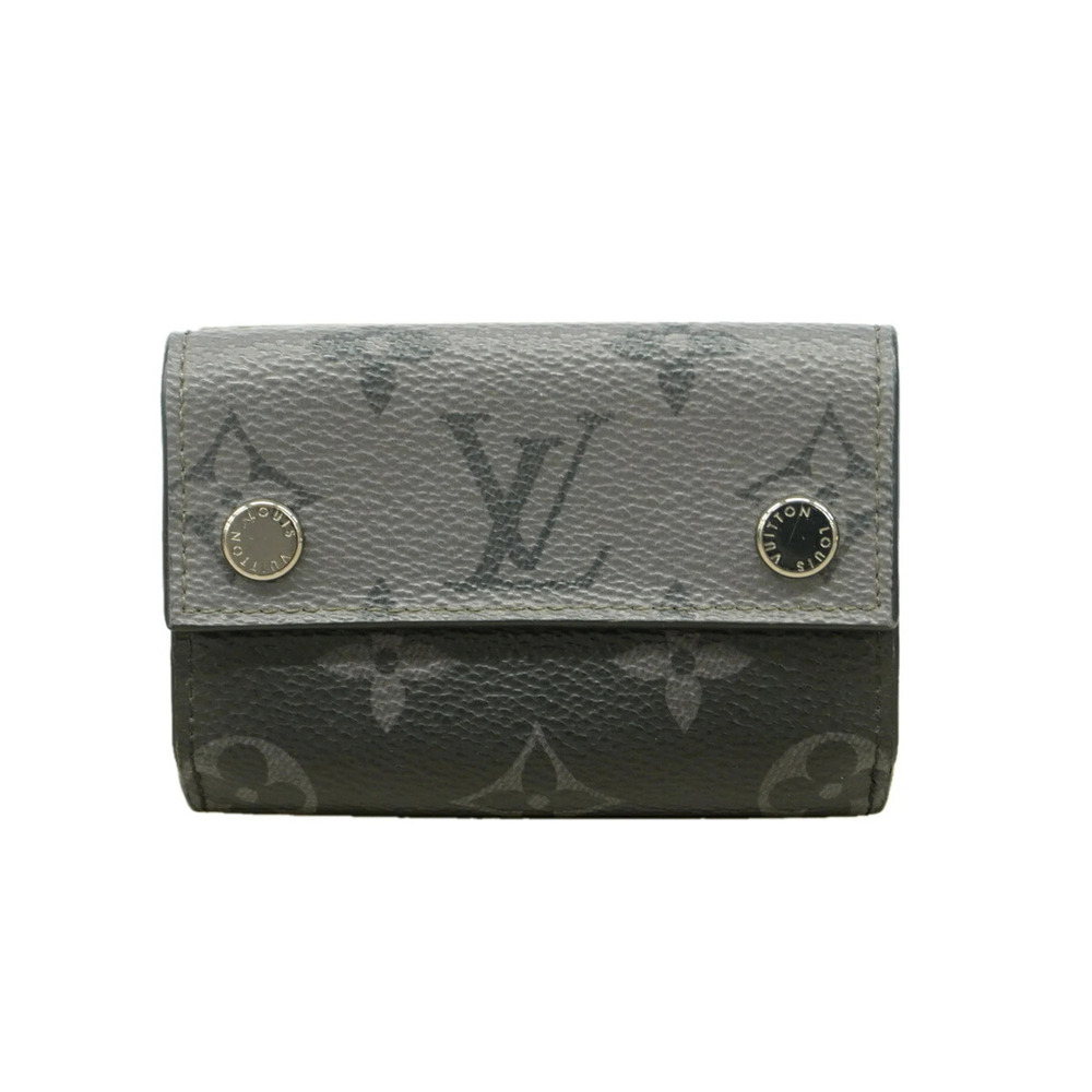 Louis Vuitton Tri-fold Wallet Monogram Eclipse Reverse Discovery Compact M454...